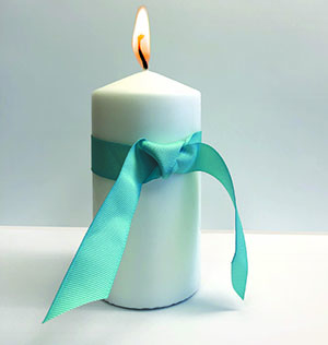 Candle Candle Teal Ribbon