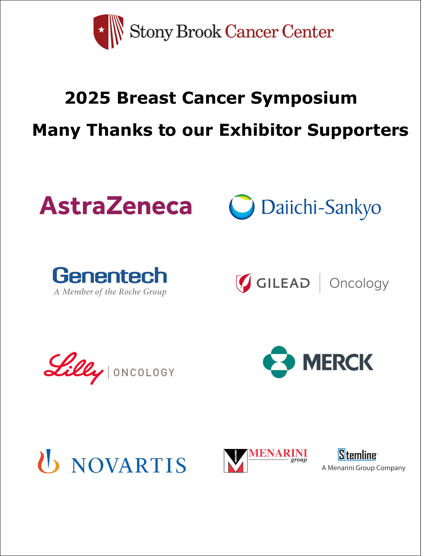 2025 Breast Cancer Symposium Exhibitor Supports Page