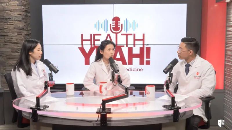 Doctors discussing Prostate Cancer recording a podcast.